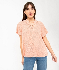 GEMO Blouse à manches courtes en crêpe de viscose imprimé femme imprime ikat