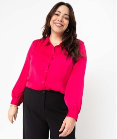 chemise femme grande taille en matiere satinee rose chemisiers et blousesJ141901_1