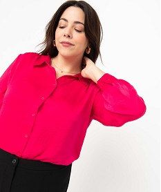 chemise femme grande taille en matiere satinee rose chemisiers et blousesJ141901_2