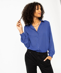 GEMO Chemise imprimée à manches longues femme Bleu