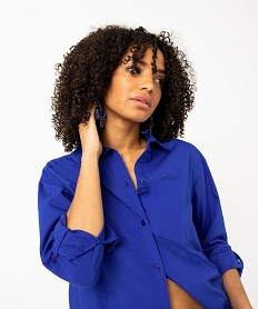 chemise ample en coton uni femme bleuJ142901_2
