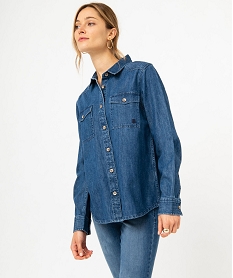 chemise en jean epaisse femme - lulucastagnette bleuJ143101_1