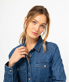 chemise en jean epaisse femme - lulucastagnette bleuJ143101_2