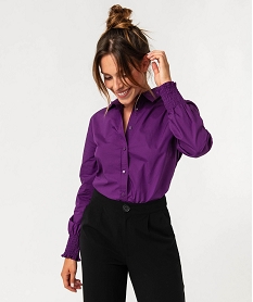 GEMO Chemise à manches longues avec poignets smockés femme violet standard