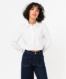 chemise ultra courte en coton femme blancJ143501_1