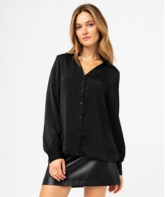 GEMO Chemise satinée unie femme Noir