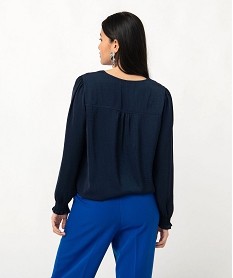 blouse femme a manches longues avec col v bleuJ144901_3