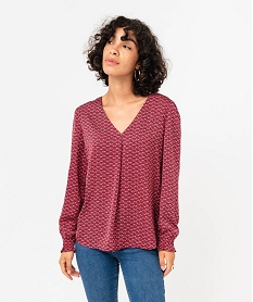 blouse imprimee a manches longues avec col v femme imprimeJ145001_1