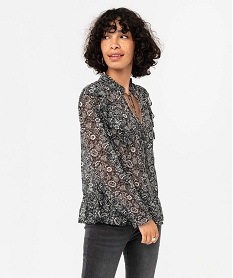 GEMO Blouse à manches longues à motifs fleuris femme Imprimé