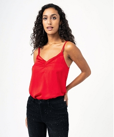 GEMO Blouse à bretelles en satin femme rouge standard