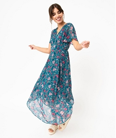 GEMO Robe longue taille empire en voile fleuri femme imprime floral