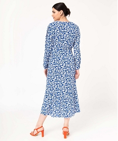 robe de grossesse longue en viscose fleuri bleuJ148501_3