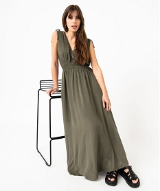 GEMO Robe longue sans manches à col V femme Vert