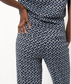 pantalon large en maille a motifs graphiques femme imprimeJ151901_2