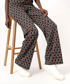 GEMO Pantalon large en maille à motifs graphiques femme kaki standard