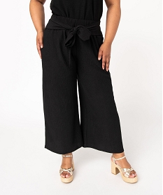 pantalon en toile gaufree femme grande taille noir leggings et jeggingsJ152101_1