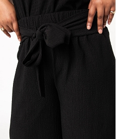 pantalon en toile gaufree femme grande taille noir leggings et jeggingsJ152101_2