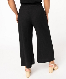 pantalon en toile gaufree femme grande taille noir leggings et jeggingsJ152101_3