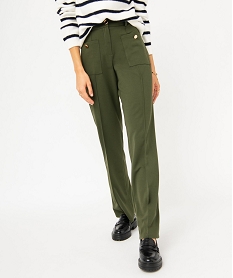 GEMO Pantalon en maille coupe droite avec fausses poches plaquées femme kaki standard