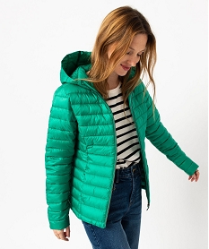 GEMO Doudoune à capuche rembourrage fin femme vert vif