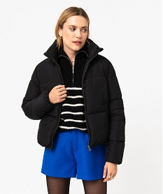 blouson matelasse avec col montant coupe courte femme noirJ155001_1