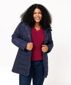manteau femme grande taille matelasse avec col double bleuJ155601_1