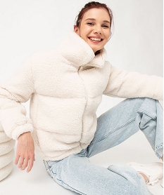 blouson matelasse en sherpa femme beigeJ156101_1