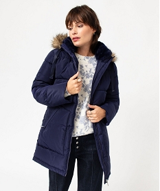 manteau matelasse a capuche en fourrure imitation femme bleuJ156601_1