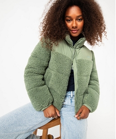 GEMO Blouson en sherpa avec col montant femme - Camps United Vert