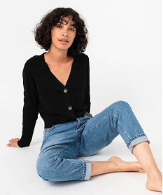GEMO Gilet court à col V femme Noir