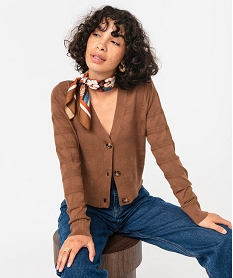 GEMO Gilet court à col V femme Brun