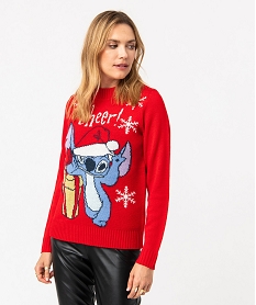 GEMO Pull de Noël avec motifs Stitch femme - Disney Rouge