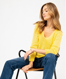 PULL CHINE ECRU PULL JAUNE