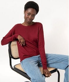 GEMO Pull fin à col rond avec dos croisé femme rouge vif