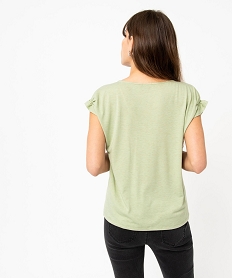 tee-shirt femme a manches courtes froncees et col v vertJ172501_3