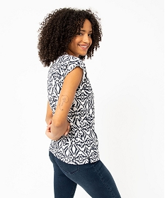 GEMO Tee-shirt droit fendu à manches courtes imprimé femme bleu vif