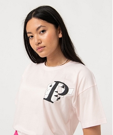 tee-shirt a manches courtes motif pikachu femme - pokemon roseJ173701_2