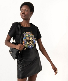 GEMO Tee-shirt à manches courtes avec motif pailleté femme - Harry Potter noir standard