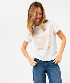 GEMO Tee-shirt à manches courtes avec touches pailletées femme - Harry Potter blanc chine