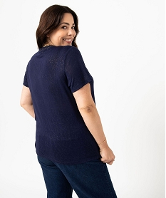 tee-shirt manches courtes a col v et paillettes femme grande taille bleuJ174301_3