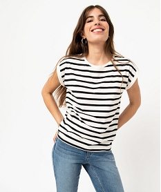 GEMO Tee-shirt rayé à manches ultra courtes femme Imprimé