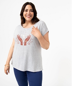 tee-shirt femme grande taille a manches courtes avec motifs grisJ175301_1