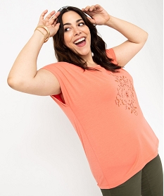 tee-shirt femme grande taille a manches courtes avec motifs roseJ175501_2