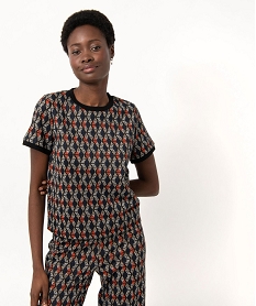 GEMO Tee-shirt à manches courtes imprimé femme marron chine