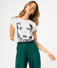 tee-shirt a manches courtes avec motif scintillant femme - blondie blancJ177301_1