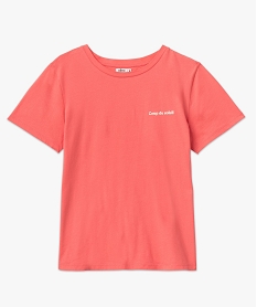 tee-shirt manches courtes en coton a message femme roseJ179001_4