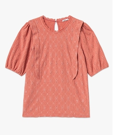 tee-shirt a manches courtes avec broderies anglaise femme roseJ180001_4