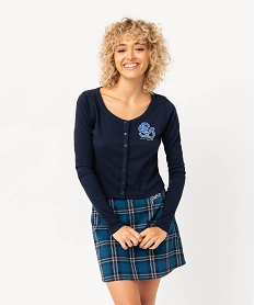 GEMO Tee-shirt court à manches longues fermeture boutonnée femme - Camps United bleu standard