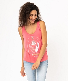 GEMO Débardeur à col rond avec motif positif femme rose standard