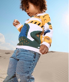 GEMO Sweat en molleton doux avec motifs bébé garçon blanc vif